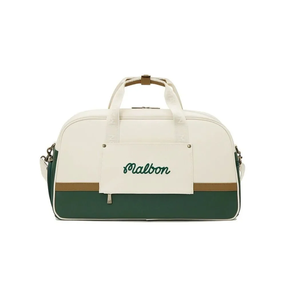 Malbon Golf Green White Travel Duffle Bag Weekender Carry-On Shoulder Strap